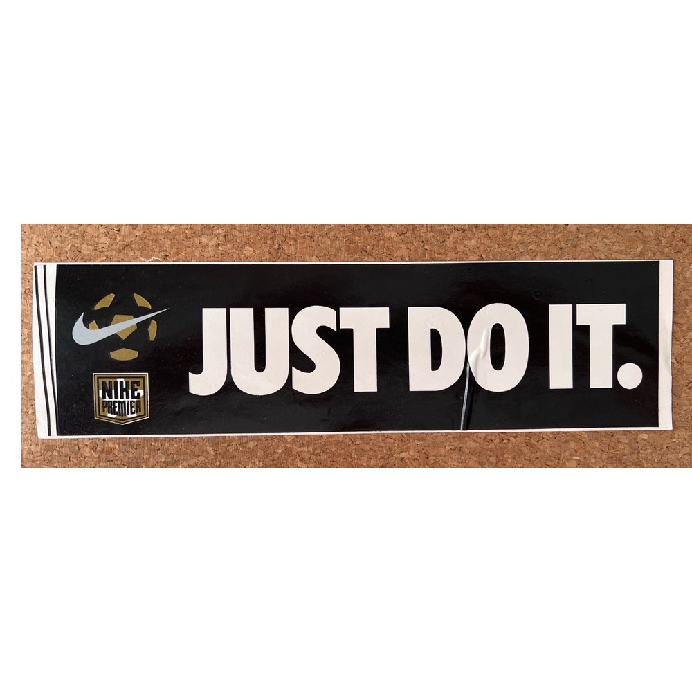 Vintage 80's Nike Town Nike Premier Just Do It Bumper Sticker Black White Soccer